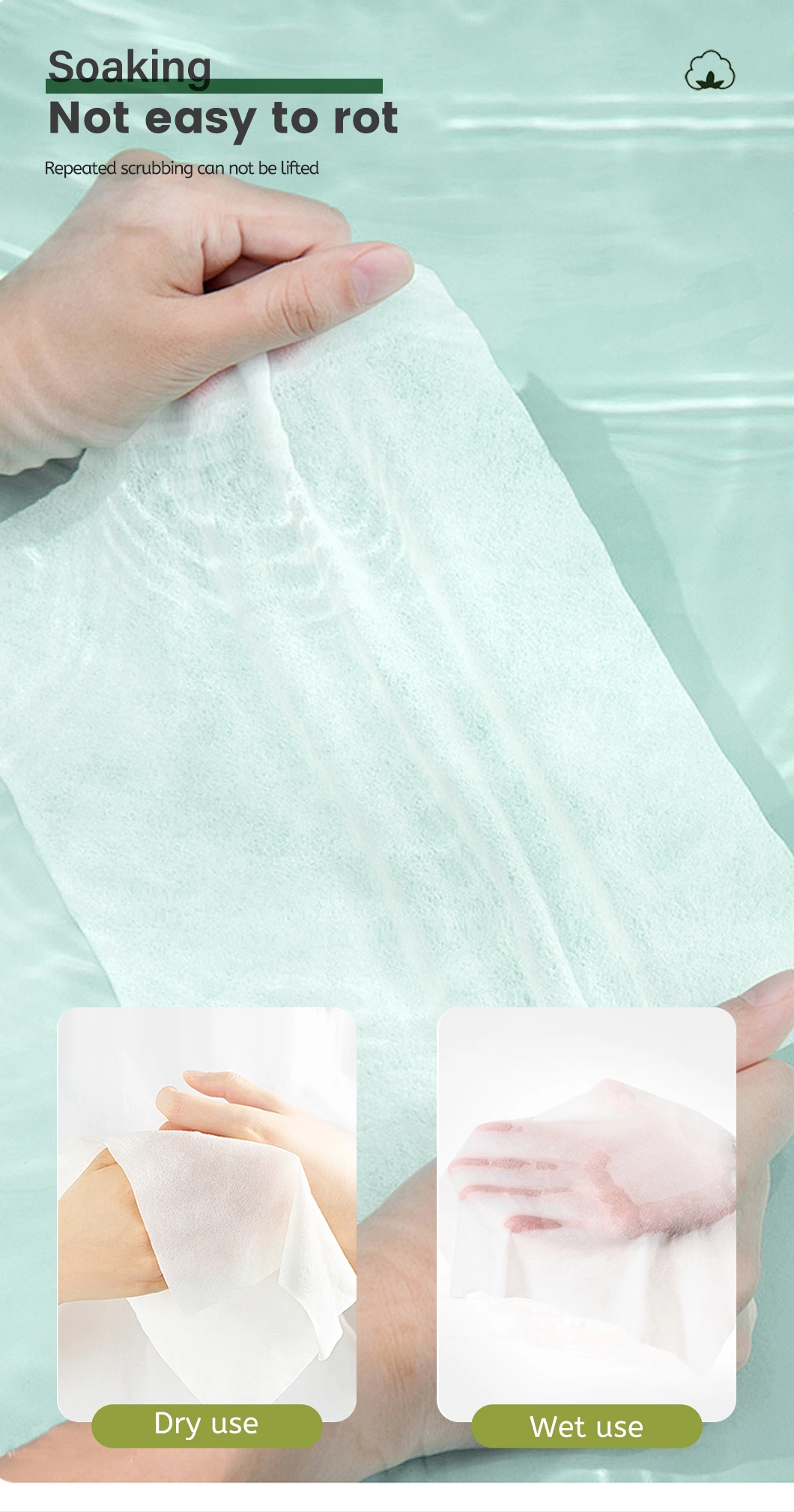 2022 Wholesale Facial Towel Cleansing Cotton Tissue Wet and Dry Disposable Facial Tissue Papers Towel